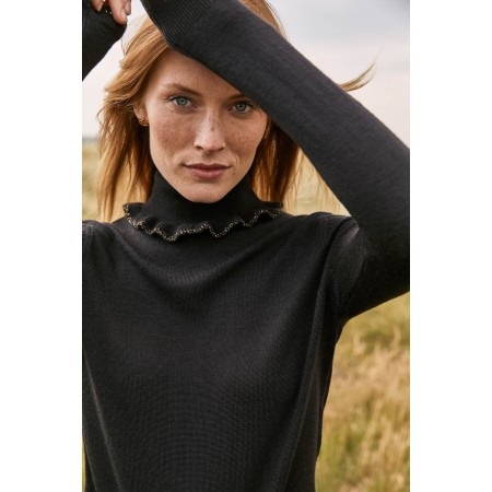 Romuald black sweater in merino wool basket pas cher