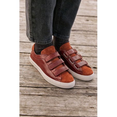 Honoré red and cognac velcro sneakers hantent personnes