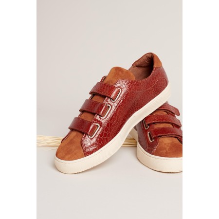 Honoré red and cognac velcro sneakers hantent personnes