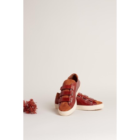 Honoré red and cognac velcro sneakers hantent personnes