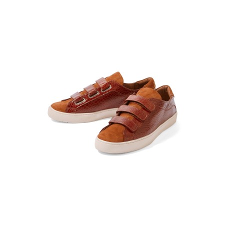 Honoré red and cognac velcro sneakers hantent personnes