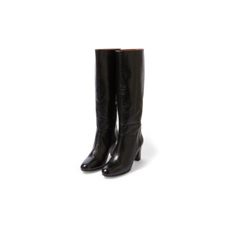 Black embossed Denise boots rembourrage situé sous