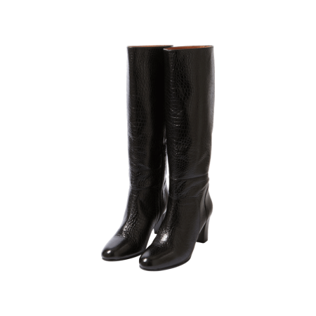 Black embossed Denise boots rembourrage situé sous