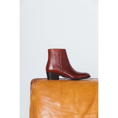 Red embossed Flavien ankle boots JUSQU'A -70%! 