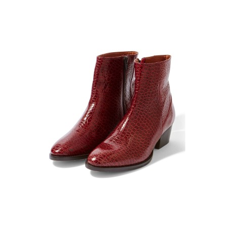 Red embossed Flavien ankle boots JUSQU'A -70%! 