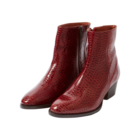 Red embossed Flavien ankle boots JUSQU'A -70%! 