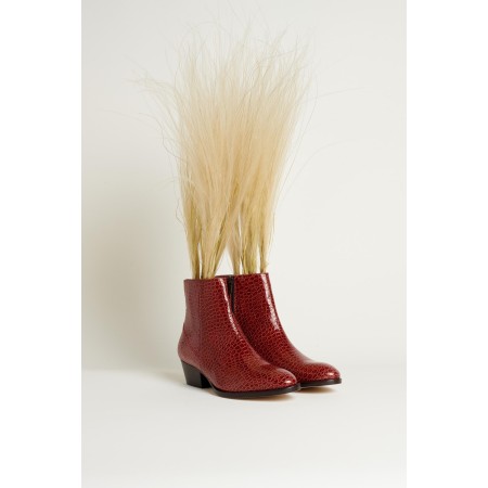 Red embossed Flavien ankle boots JUSQU'A -70%! 