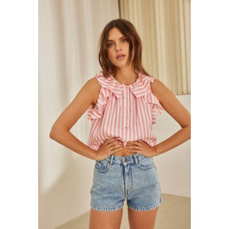 Blouse Joly rayures rose Fin de série