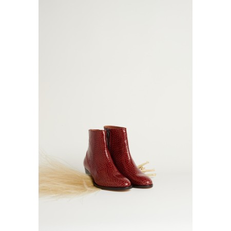 Red embossed Flavien ankle boots JUSQU'A -70%! 