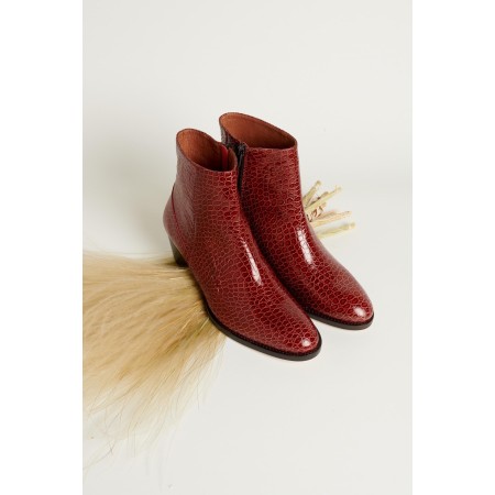 Red embossed Flavien ankle boots JUSQU'A -70%! 