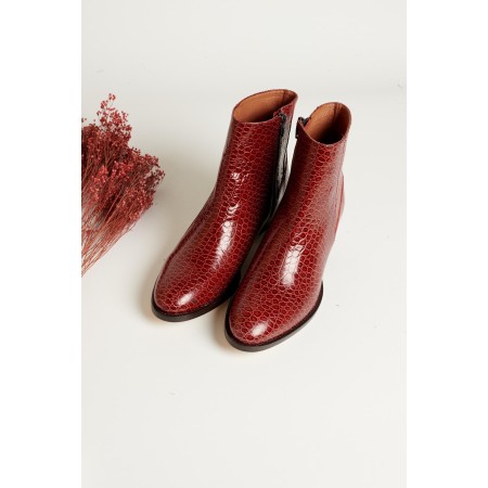 Red embossed Flavien ankle boots JUSQU'A -70%! 