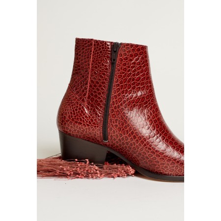 Red embossed Flavien ankle boots JUSQU'A -70%! 