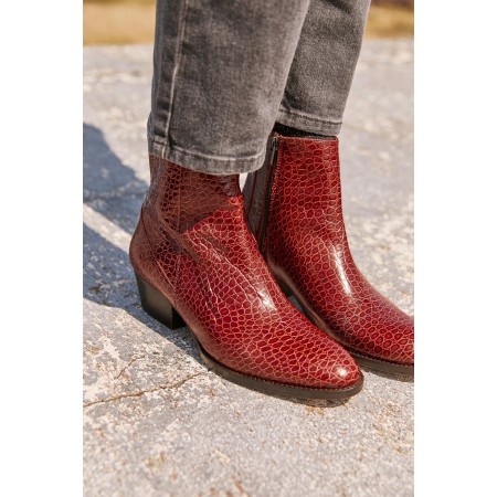 Red embossed Flavien ankle boots JUSQU'A -70%! 