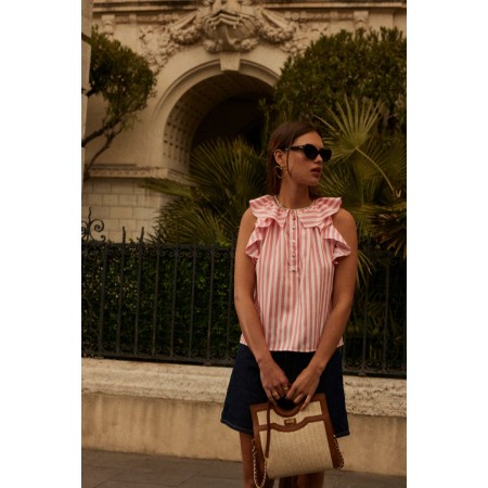 Blouse Joly rayures rose Fin de série