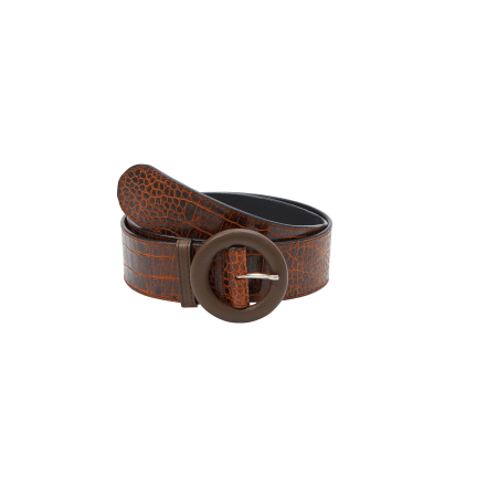 Embossed cognac Yacine belt livraison gratuite