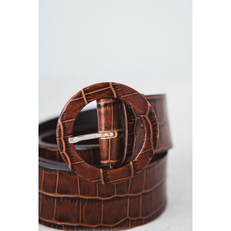 Embossed cognac Yacine belt livraison gratuite