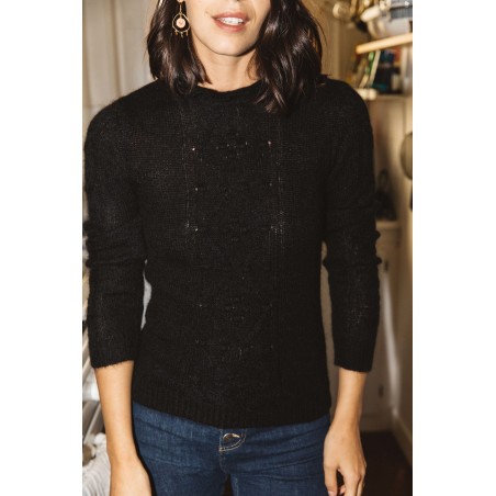 Olie black sweater in alpaca and mohair livraison gratuite