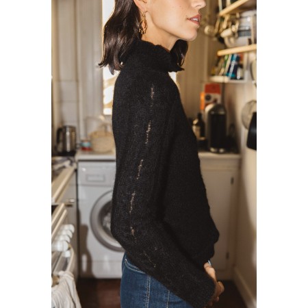 Olie black sweater in alpaca and mohair livraison gratuite