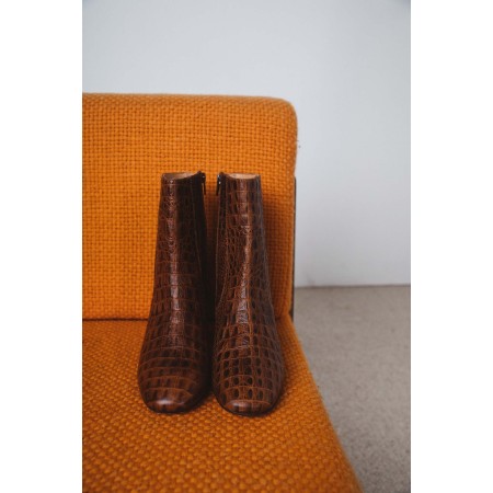 Gaetan embossed cognac ankle boots store