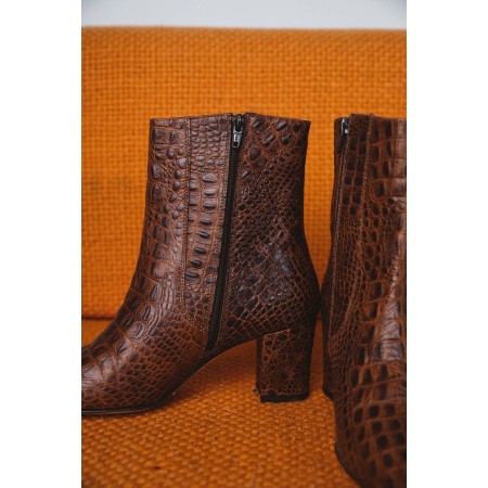 Gaetan embossed cognac ankle boots store