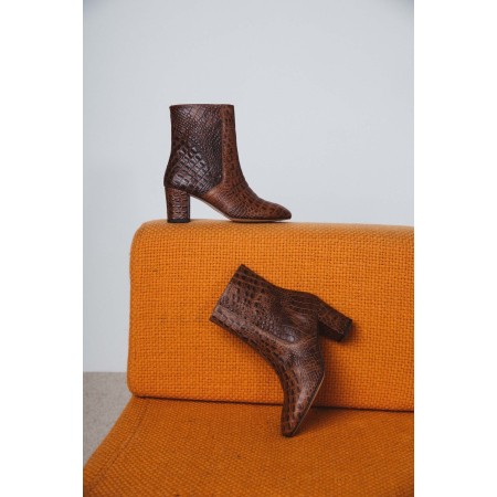 Gaetan embossed cognac ankle boots store