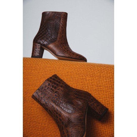 Gaetan embossed cognac ankle boots store