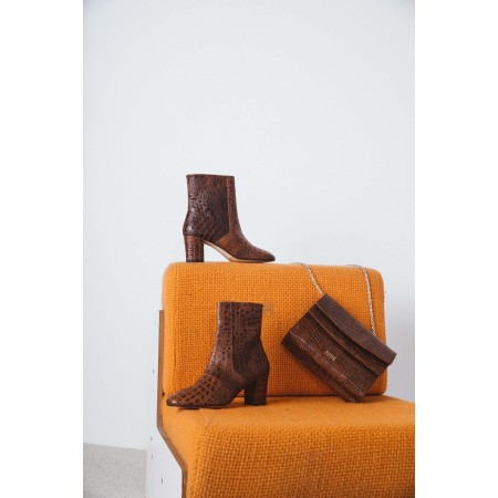 Gaetan embossed cognac ankle boots store