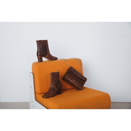 Gaetan embossed cognac ankle boots store