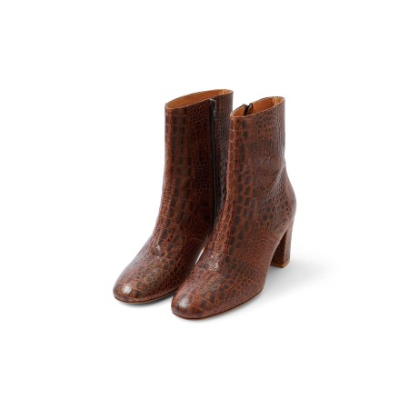 Gaetan embossed cognac ankle boots store