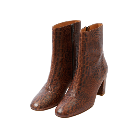 Gaetan embossed cognac ankle boots store