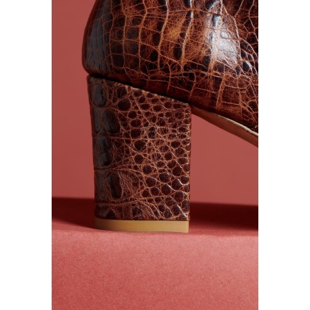 Gaetan embossed cognac ankle boots store