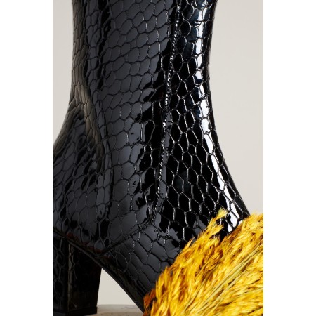 Gaetan patent black crocodile boots de votre