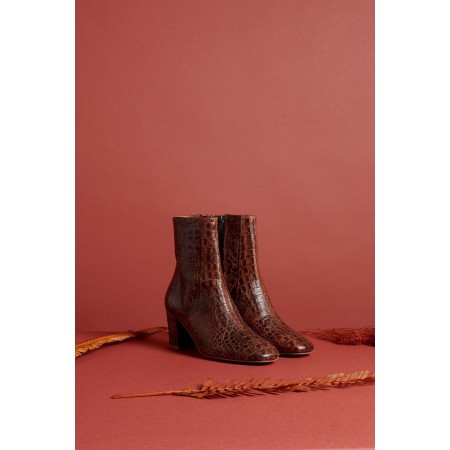 Gaetan embossed cognac ankle boots store