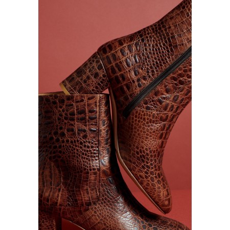 Gaetan embossed cognac ankle boots store