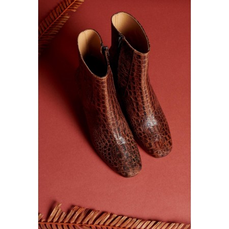 Gaetan embossed cognac ankle boots store