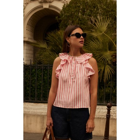 Blouse Joly rayures rose Fin de série