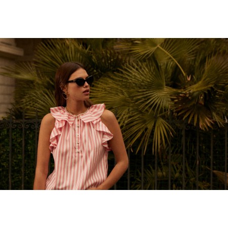 Blouse Joly rayures rose Fin de série