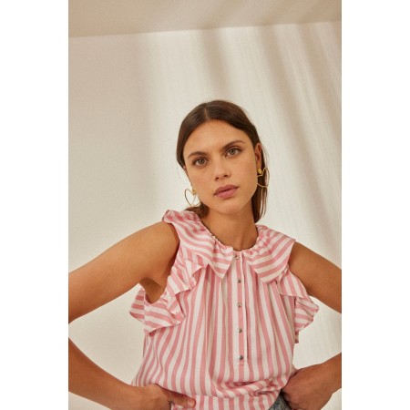 Blouse Joly rayures rose Fin de série