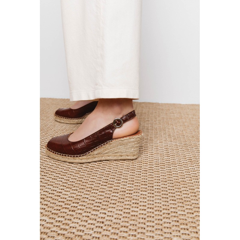 Manuela embossed cognac espadrilles store