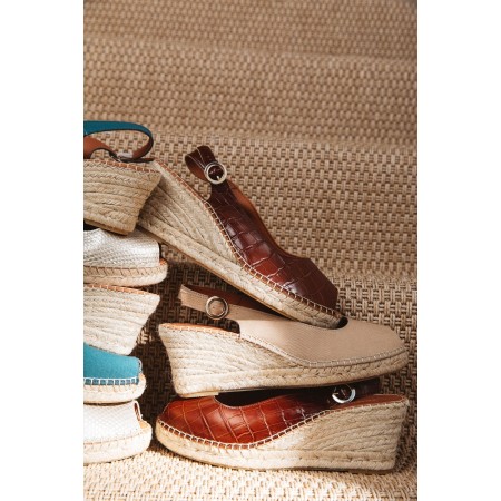 Manuela embossed cognac espadrilles store