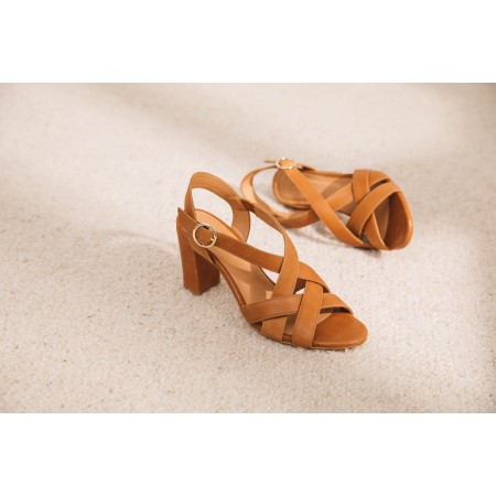 Sybille cognac heeled sandals pas cher