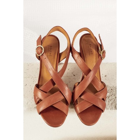 Sybille cognac heeled sandals pas cher