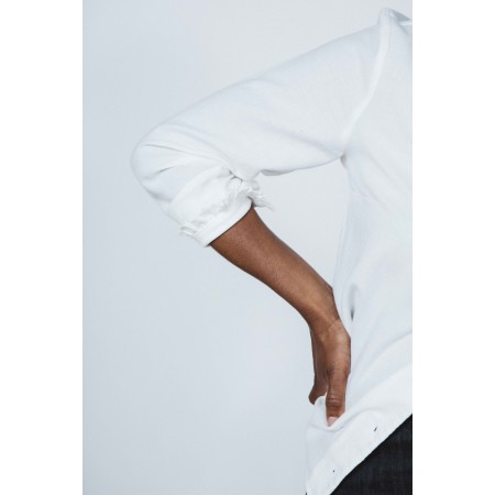 Natural white Lysie shirt in organic cotton brillant des détails fins