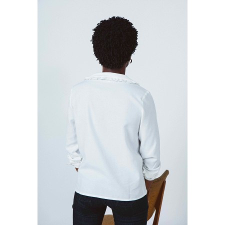 Natural white Lysie shirt in organic cotton brillant des détails fins