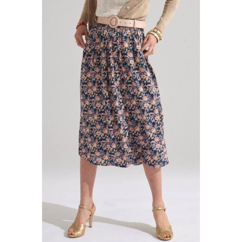 Navy Indian Sally skirt pas chere