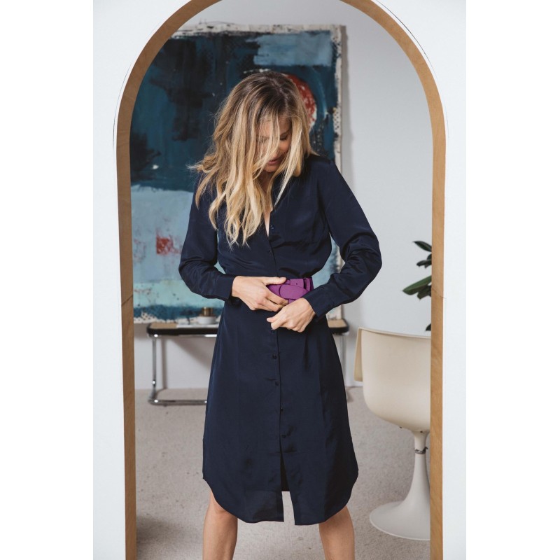 Navy satin Brigitte dress des créatures d'habitude