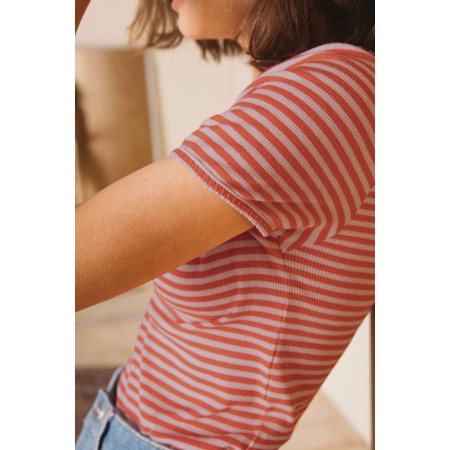 Willow t-shirt with coral stripes livraison et retour toujours gratuits