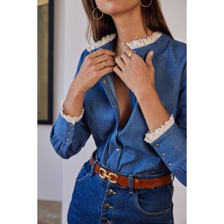 Leopoldine blue shirt basket pas cher