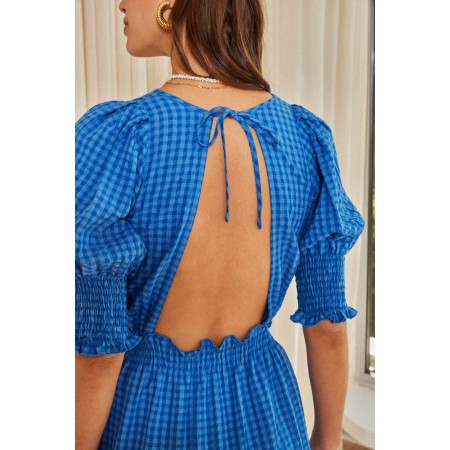 Robe Céleste vichy bleu JUSQU'A -70%! 