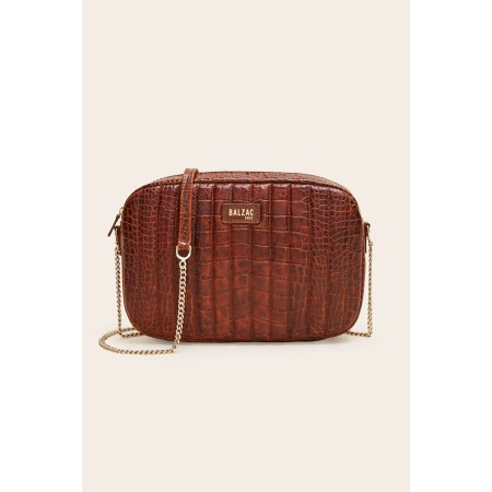 Large cognac embossed Cesar bag du meilleur 